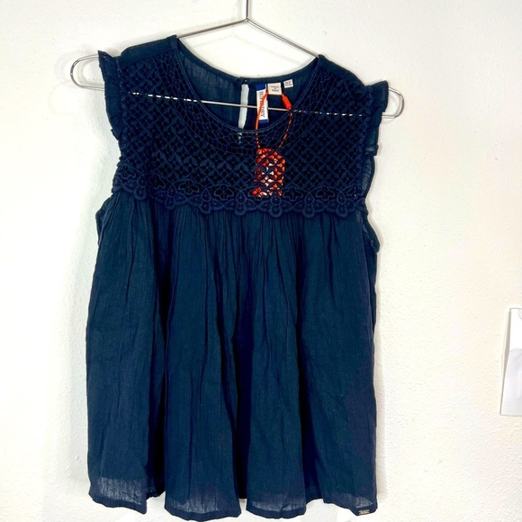 🆕 Superdry Black Stitched Front Sleeveless Top - Picture 1 of 9